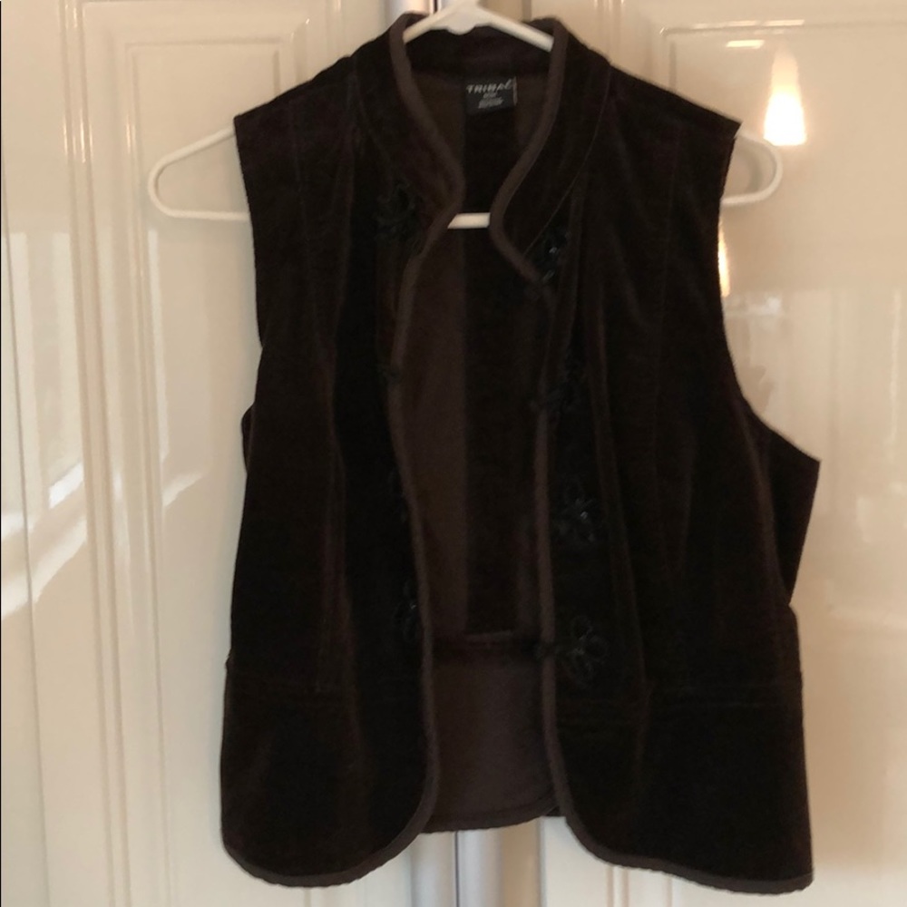 Tribal velour vest - brown